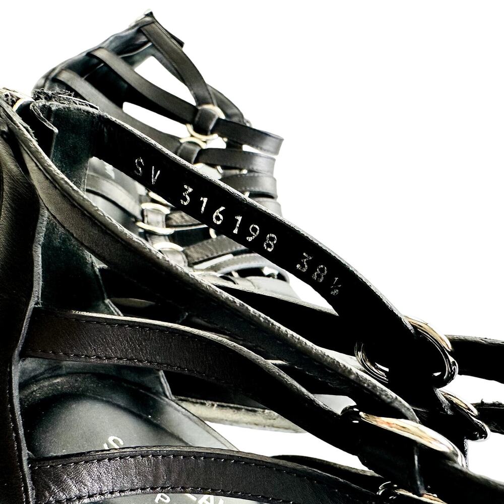 Saint Laurent Nina Cage Sandals Size 38.5 Calfskin Black w/Box Dustbag 316198 - Picture 4 of 12